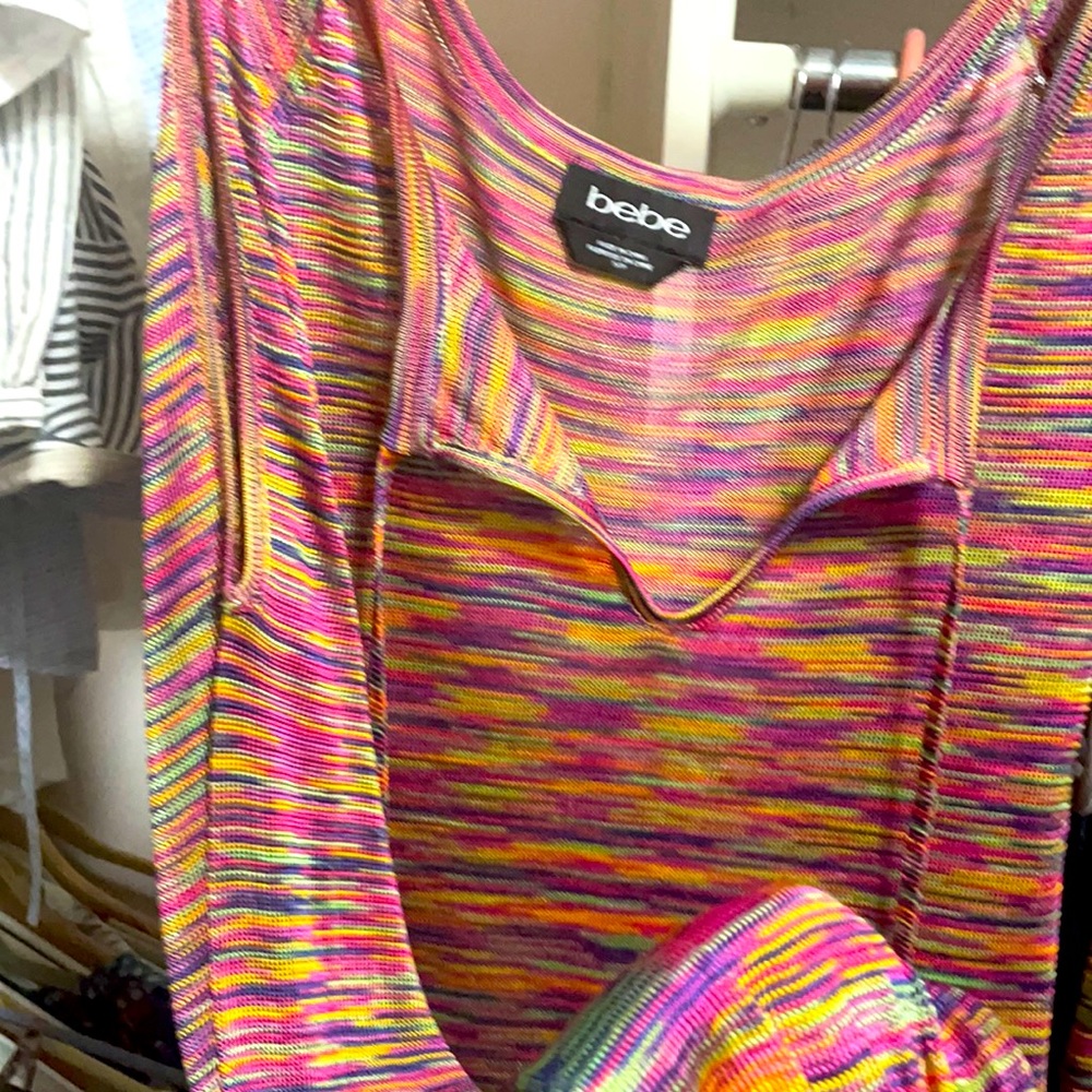 Knit multi color cold shoulder top